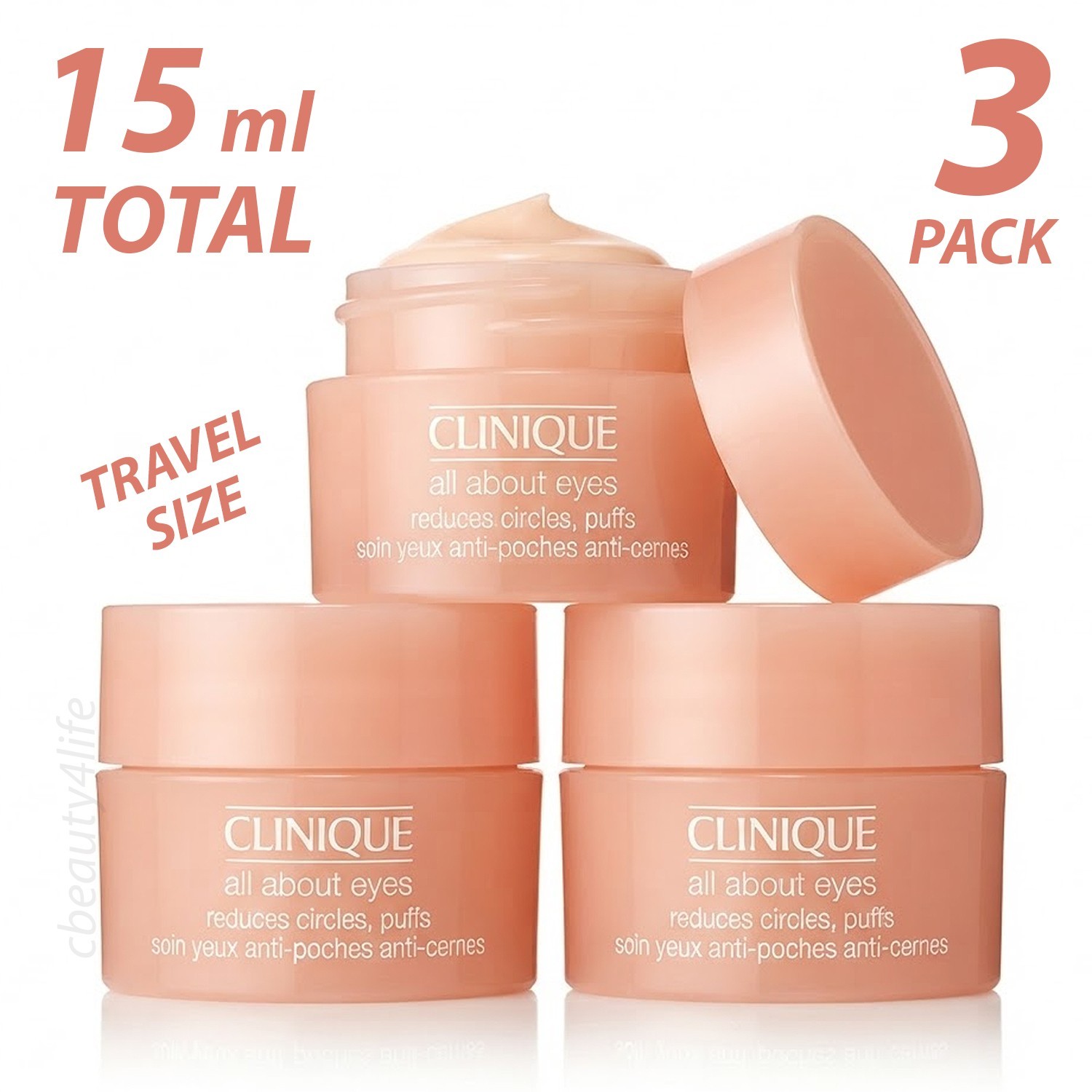 Clinique All About Eyes - 0.17oz/5ml EACH - 3 PACK TOTAL 0.5oz/15ml