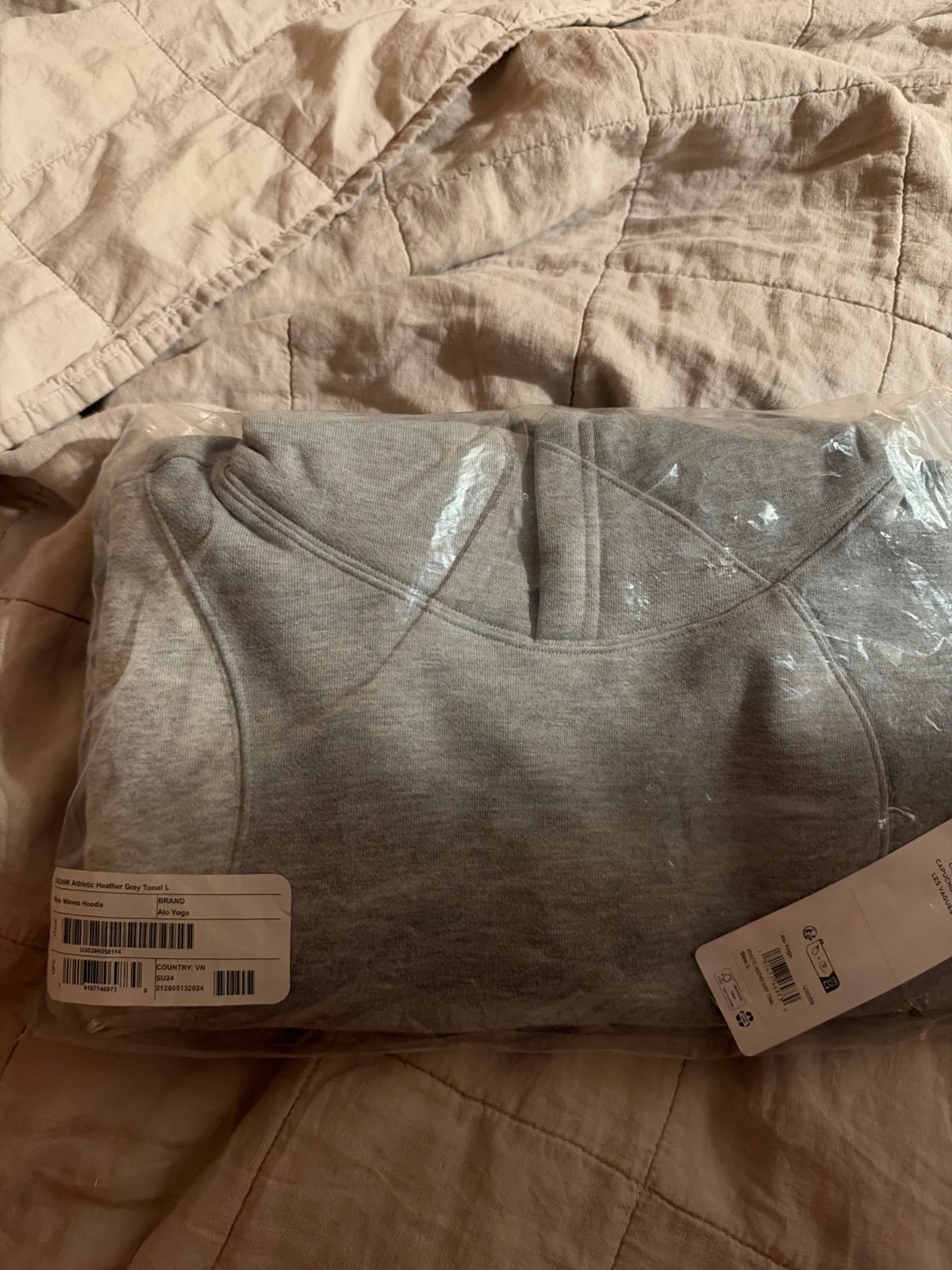 Alo Yoga Make Waves Hoodie - Athletic Heather Grey Tonal - L - NWT
