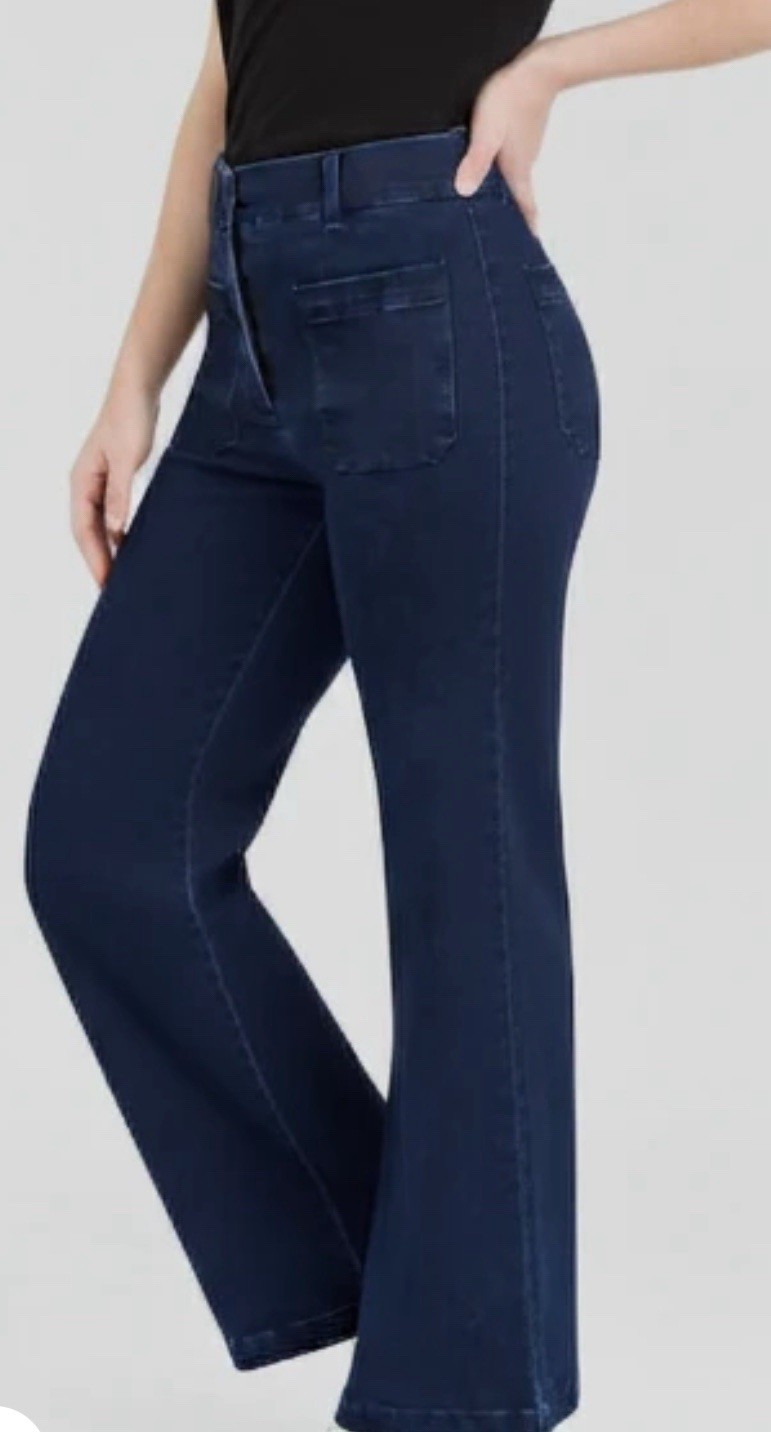 Ruby Rd Petite Women\'s 14P Terry Dark Indigo Denim Wide Leg Jeans NWT MSRP $65 Ruby Rd Petite Women\'s 14P Terry Dark Indigo Denim Wide Leg Jeans NWT MSRP $65