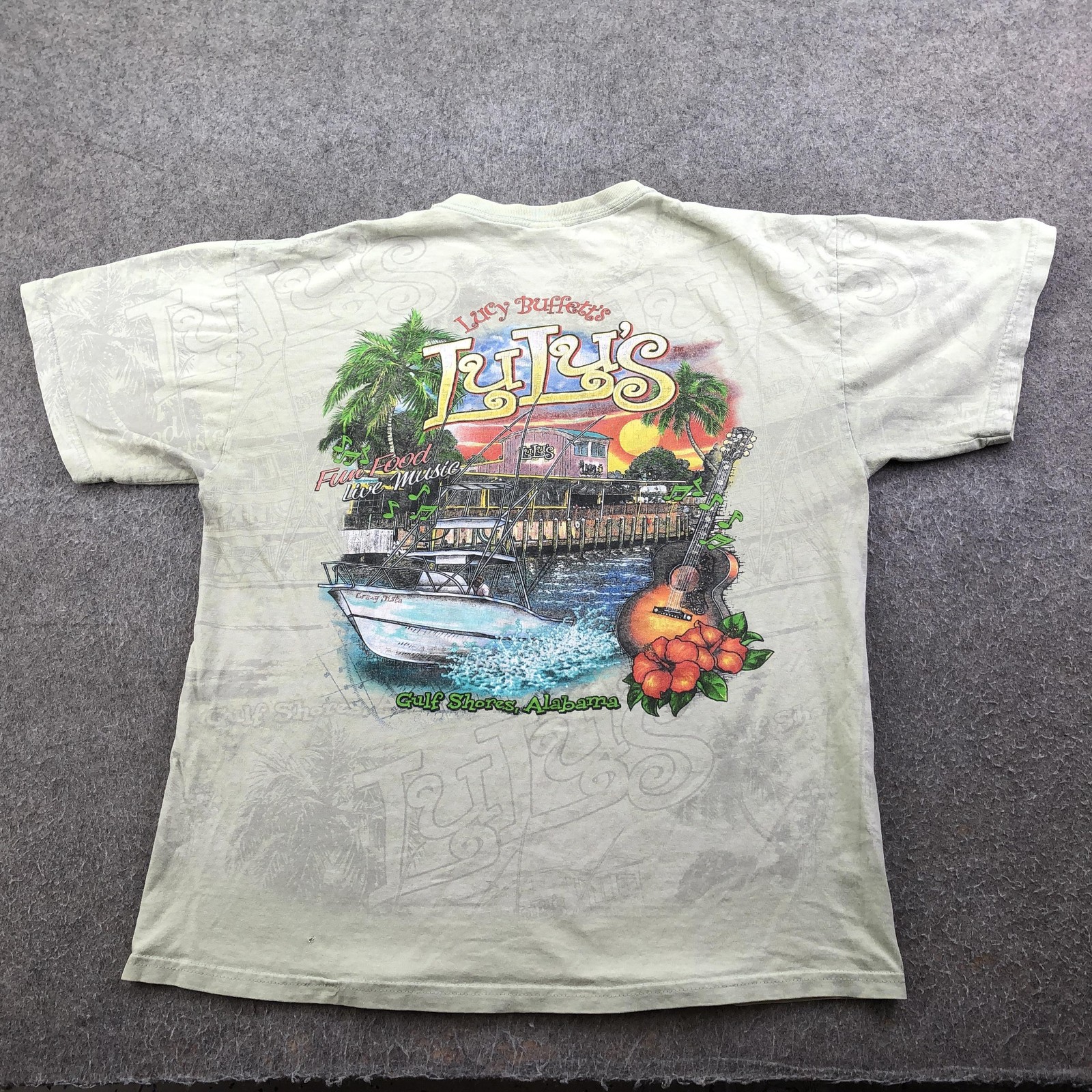 Lucy Buffett\'s Lulu\'s Shirt Mens Large Green Gulf Shores Alabama Tee Gildan