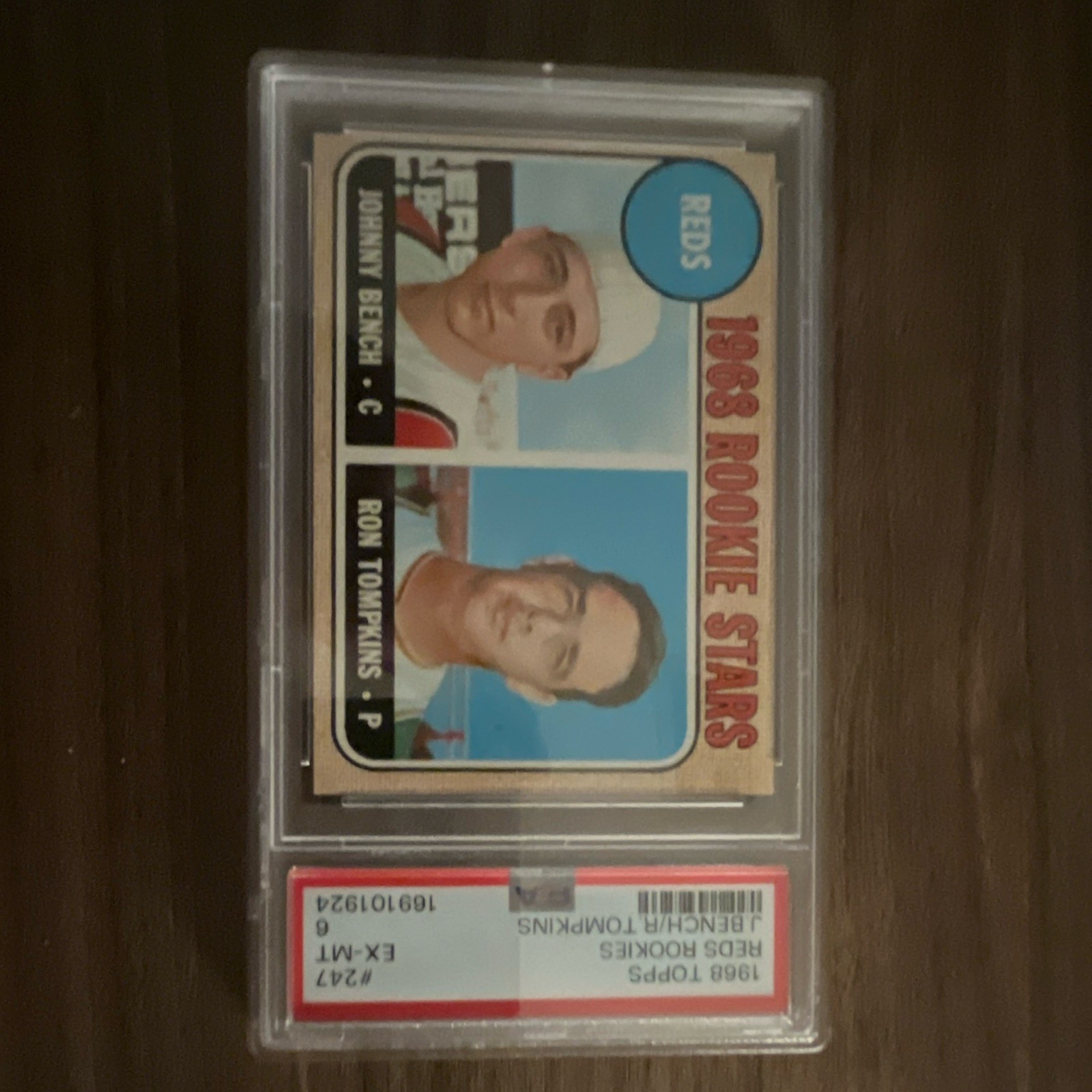 Topps 1968 Rookie Stars - Johnny Bench Ron Tompkins #247 PSA 169101924