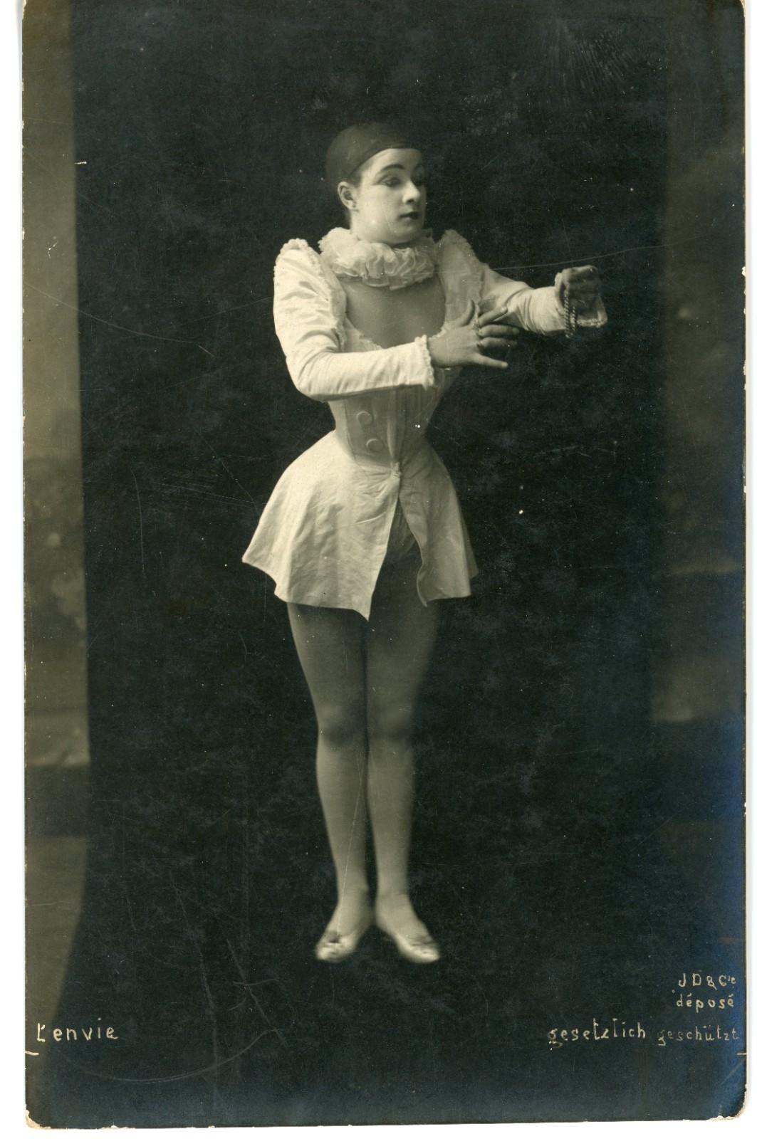Art Deco Wasp-Waist Pierrot Envy Original Photo Postcard RPPC Art Deco Wasp-Waist Pierrot Envy Original Photo Postcard RPPC