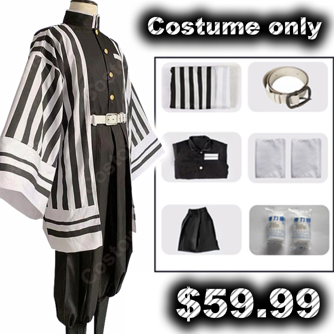 Anime Demon Slayer Kimetsu no Yaiba Iguro Obanai Cosplay Costume Wig Kimono Suit
