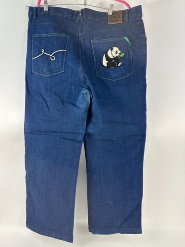 LRG Lifted Research Group Mens Blue Jeans Panda Embroidery Size 40