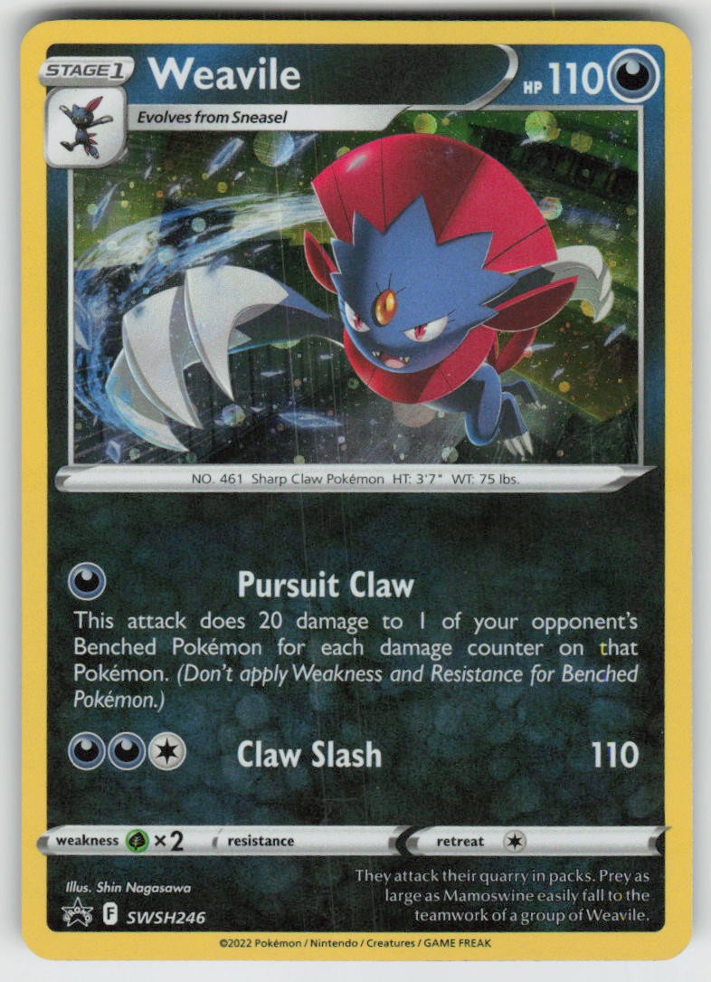Holo Weavile (Cosmos Holo) SWSH246 Promo Sword & Shield Promo Near Mint Holo Weavile (Cosmos Holo) SWSH246 Promo Sword & Shield Promo Near Mint