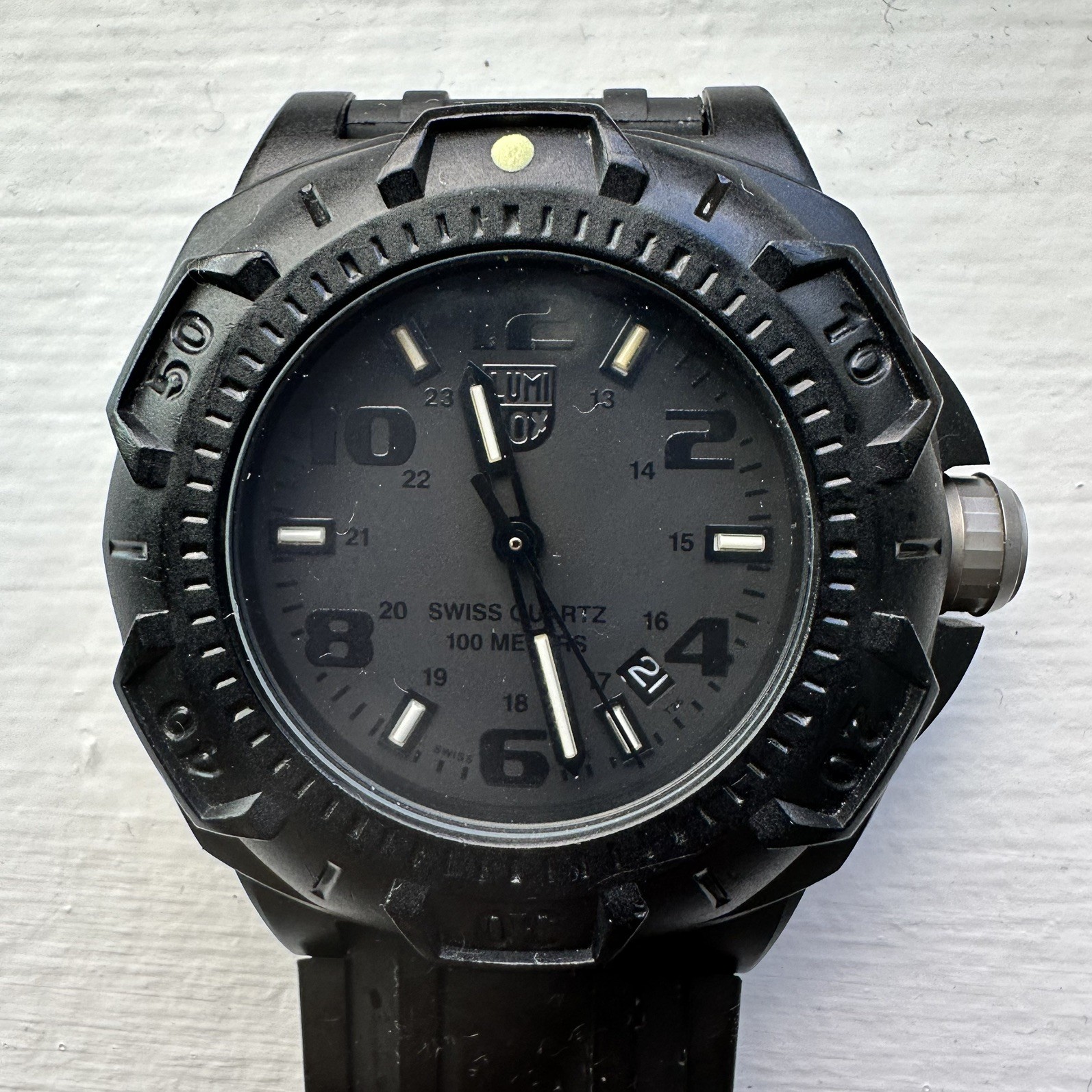 Luminox Series 0200 Diver Quartz Watch 100m Black Rubber Strap Date