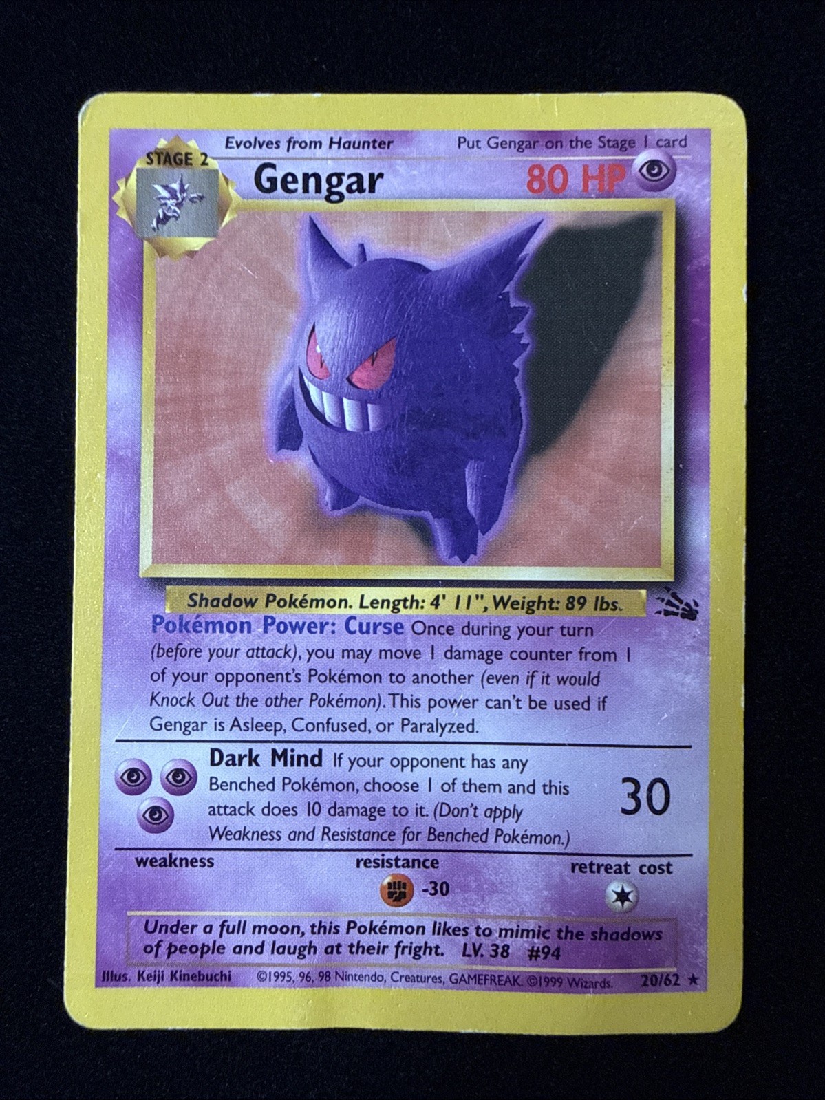 Gengar - Fossil - 20/62 - Pokemon TCG - HP Gengar - Fossil - 20/62 - Pokemon TCG - HP