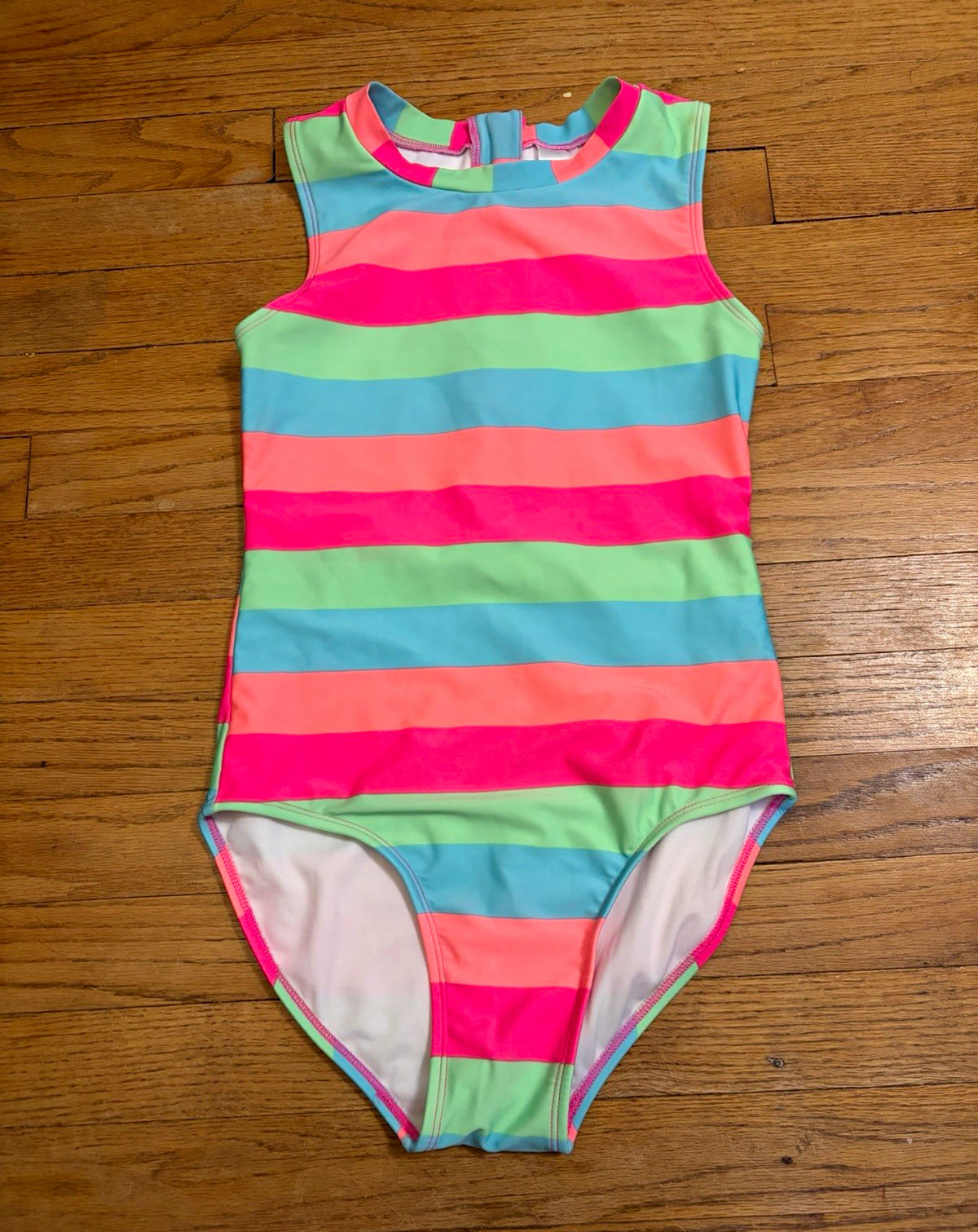 Art Class Girls One Piece Swimsuit XL 14 Regular Multicolor Striped Zipper Art Class Girls One Piece Swimsuit XL 14 Regular Multicolor Striped Zipper