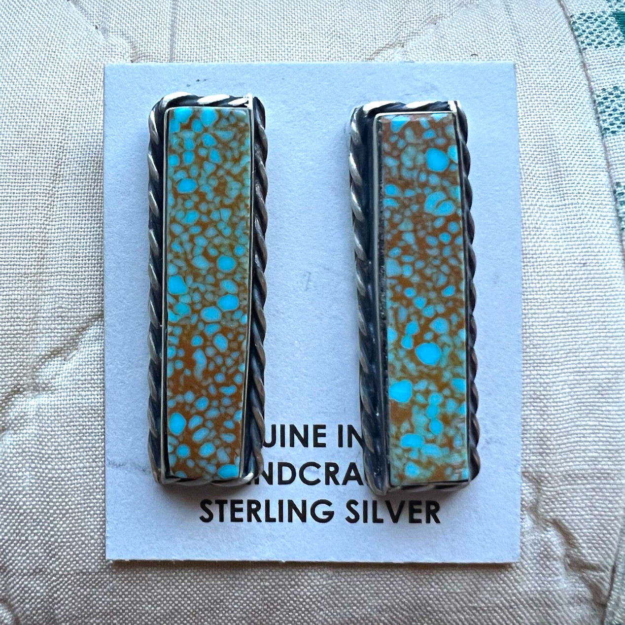 Steve Francisco Navajo Sterling Silver Turquoise Long Bar Stud Earrings Steve Francisco Navajo Sterling Silver Turquoise Long Bar Stud Earrings