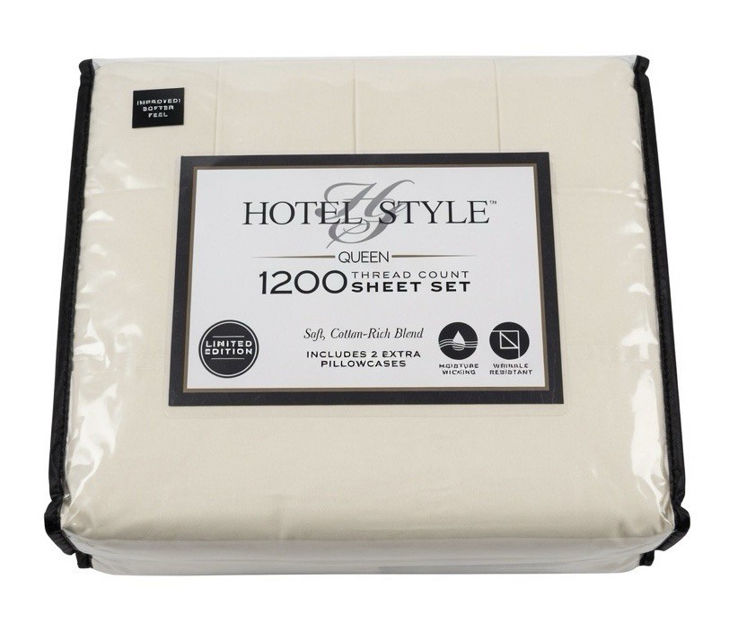 Hotel Style Queen 1200 Thread Count Sheet Set - Cream Soft Cotton Blend - New