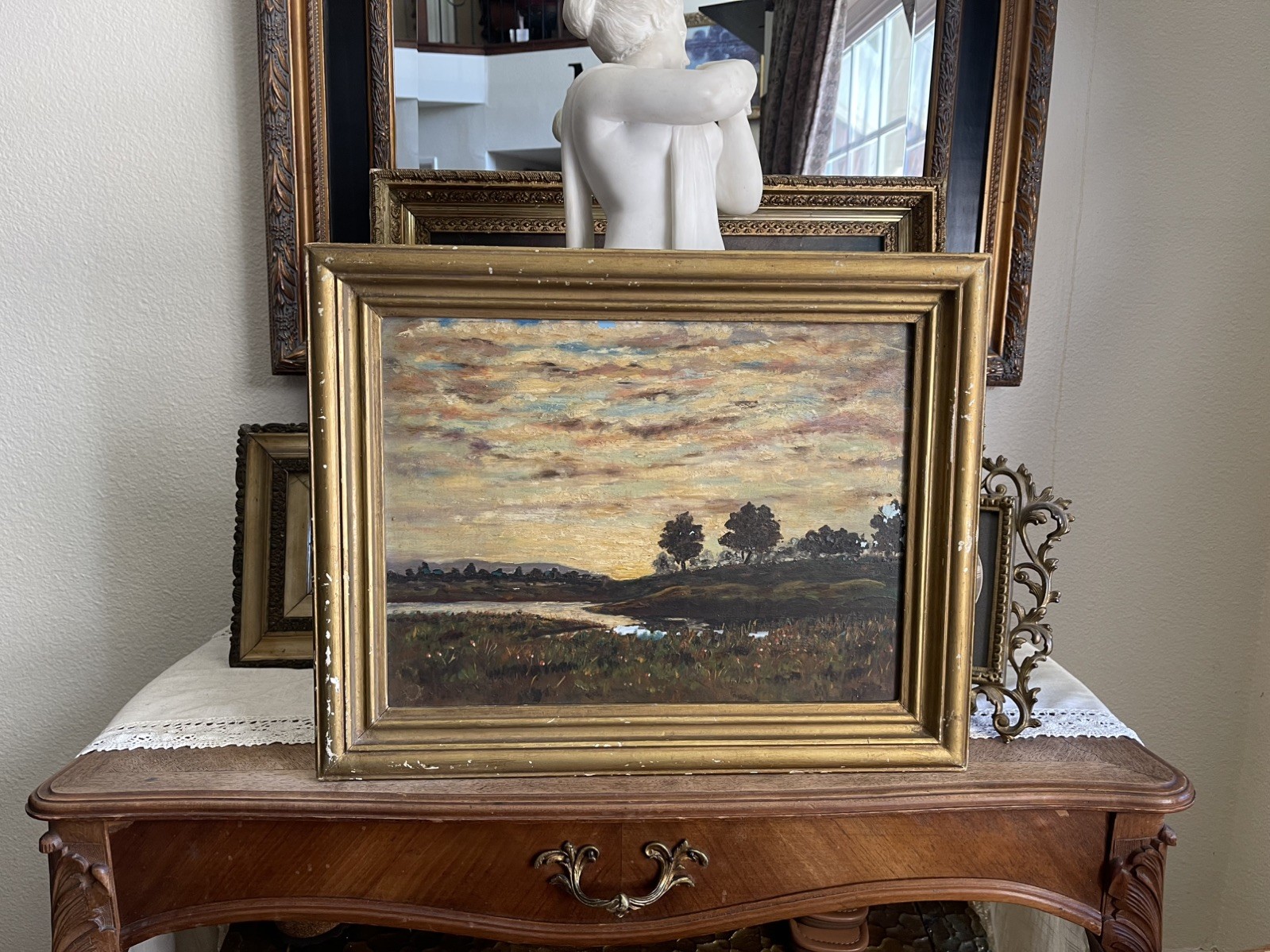 19thC Antique Impressionist Landscape Oil Painting On Board 19thC Antique Impressionist Landscape Oil Painting On Board