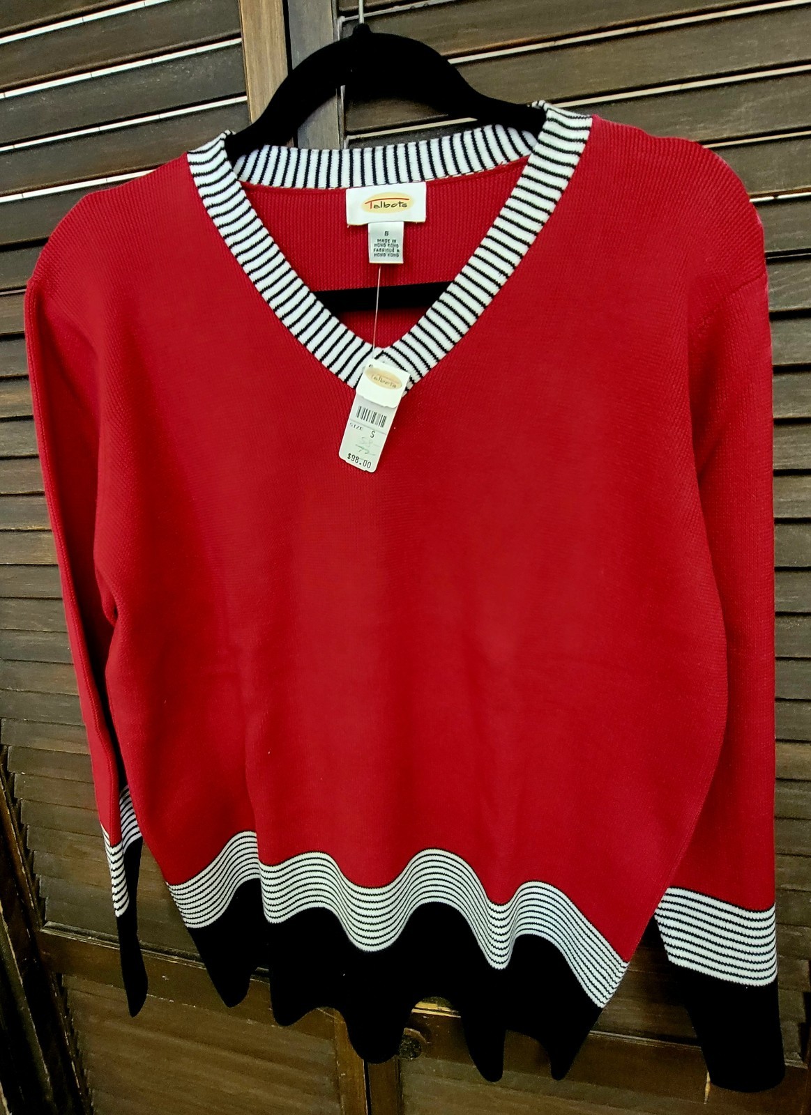 Talbots Women\'s 💯% Cotton Knit Sweater Small V- Neck Long Sleeve New 