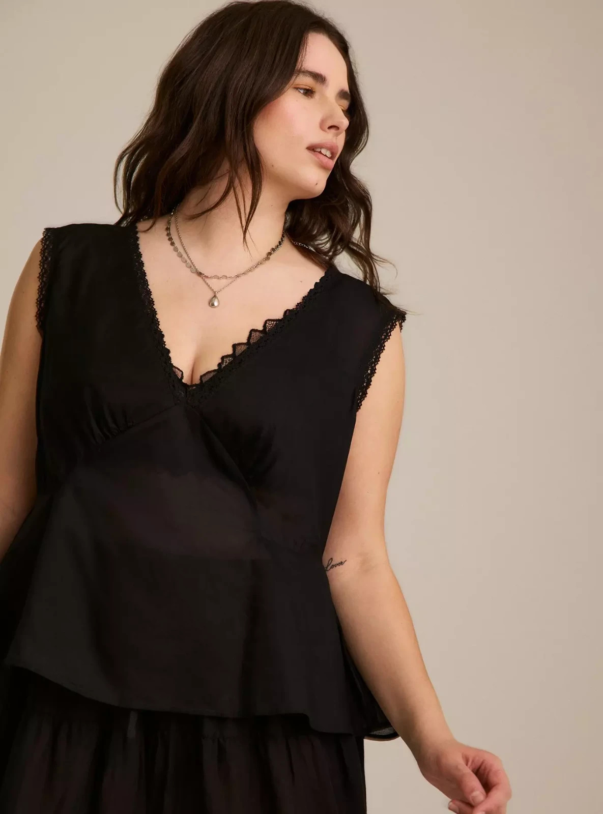 Torrid Plus Size 2X Festi Cotton Tie-Back Tank Deep Black Sheer NWT Torrid Plus Size 2X Festi Cotton Tie-Back Tank Deep Black Sheer NWT