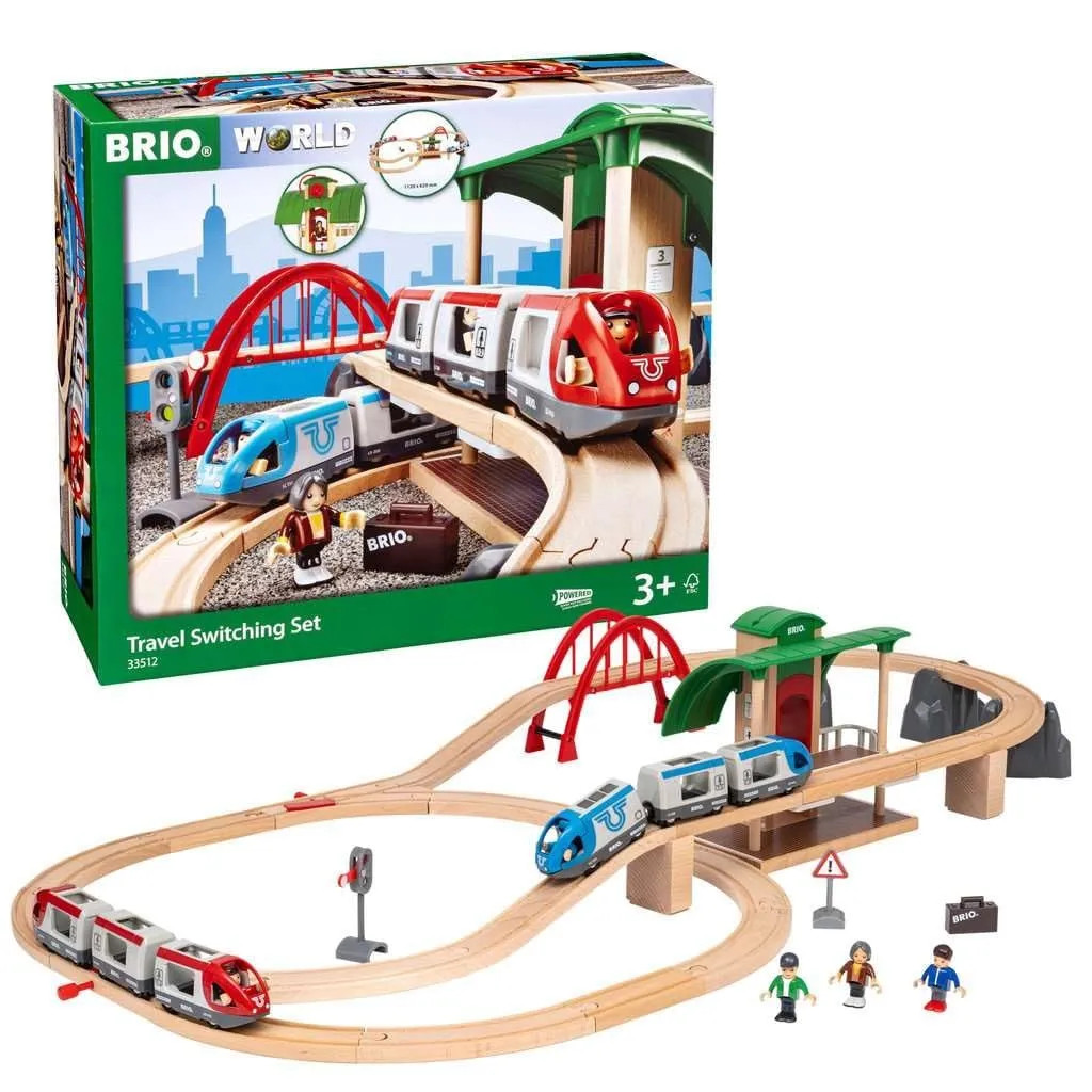 BRIO World 33512 Travel Switching Set 42 Piece Wooden Train Railway Toy Ages 3+