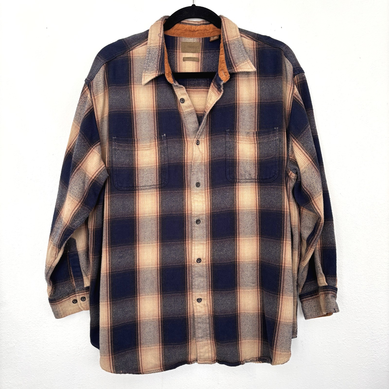 St Johns Bay Mens Vintage Brawny Heavy Plaid Flannel Shirt 3XL Utility Gorpcore