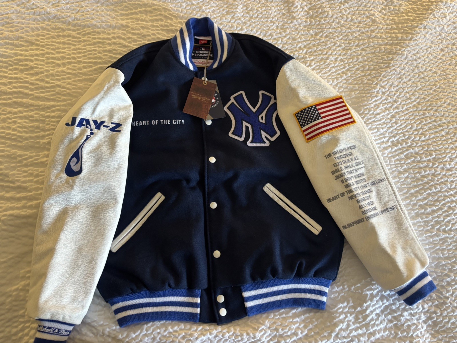 Jay-Z THE BLUEPRINT 25th New York Yankees Mitchell & Ness Jacket Size Small