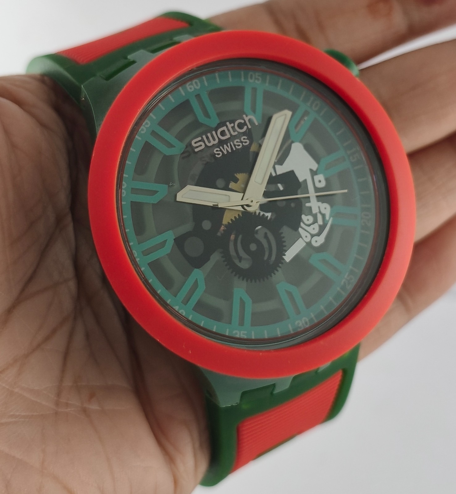 Beautiful Swatch Quartz Green Dial Excellent Working Men Wristwatch