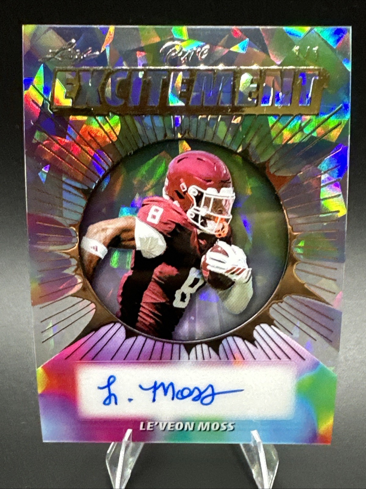 2025 LEAF VALIANT FOOTBALL LE'VEON MOSS PURE EXCITEMENT AUTO CARD 1/1 RARE 2025 LEAF VALIANT FOOTBALL LE'VEON MOSS PURE EXCITEMENT AUTO CARD 1/1 RARE