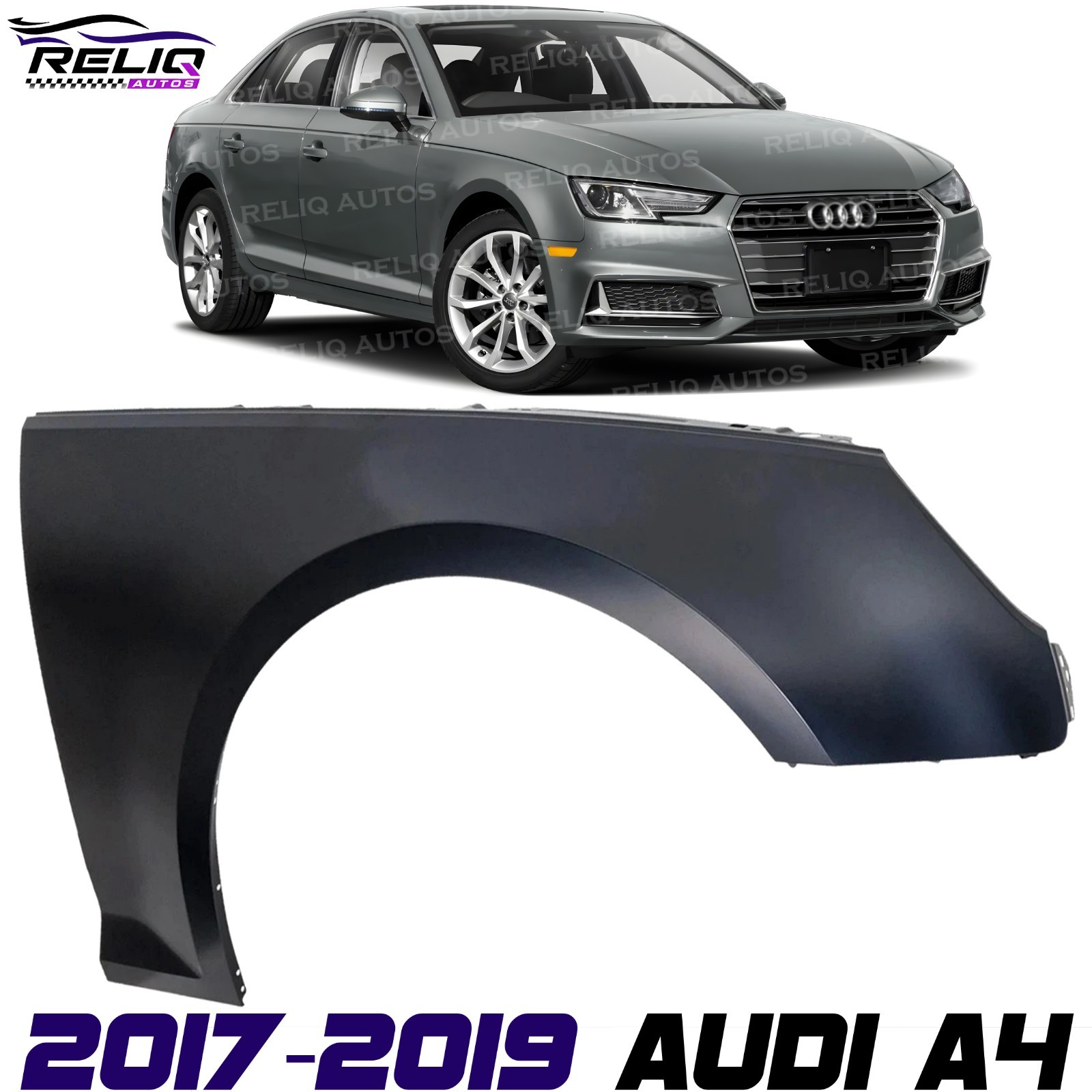 NEW Front Fender Assembly Right Passenger Side Primed For 2017-2019 Audi A4