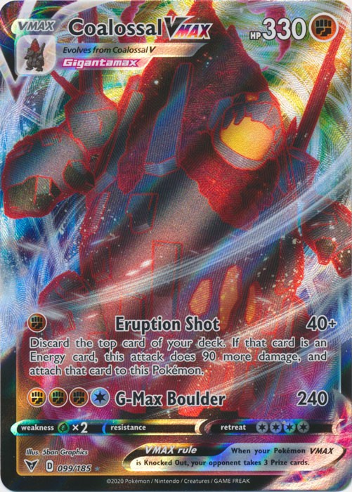 Holo Coalossal VMAX 099/185 Ultra Rare SWSH04: Vivid Voltage Holo Coalossal VMAX 099/185 Ultra Rare SWSH04: Vivid Voltage