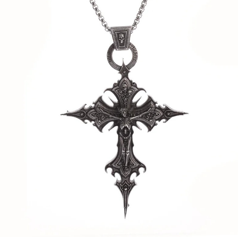 1pc Vintage Gothic Skull Cross Pendant Necklace Religious Amulet for Men - NEW 1pc Vintage Gothic Skull Cross Pendant Necklace Religious Amulet for Men - NEW