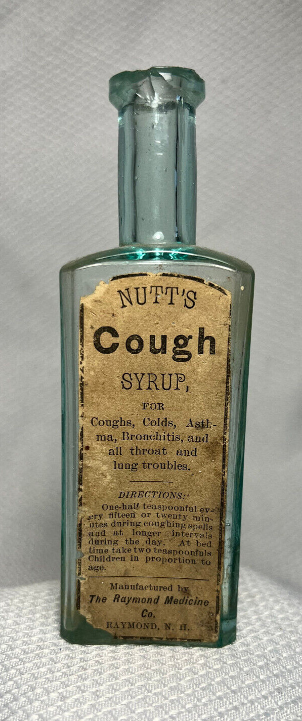 Antique Nutt\'s Cough Syrup Bottle Raymond Medicines NH Antique Nutt\'s Cough Syrup Bottle Raymond Medicines NH