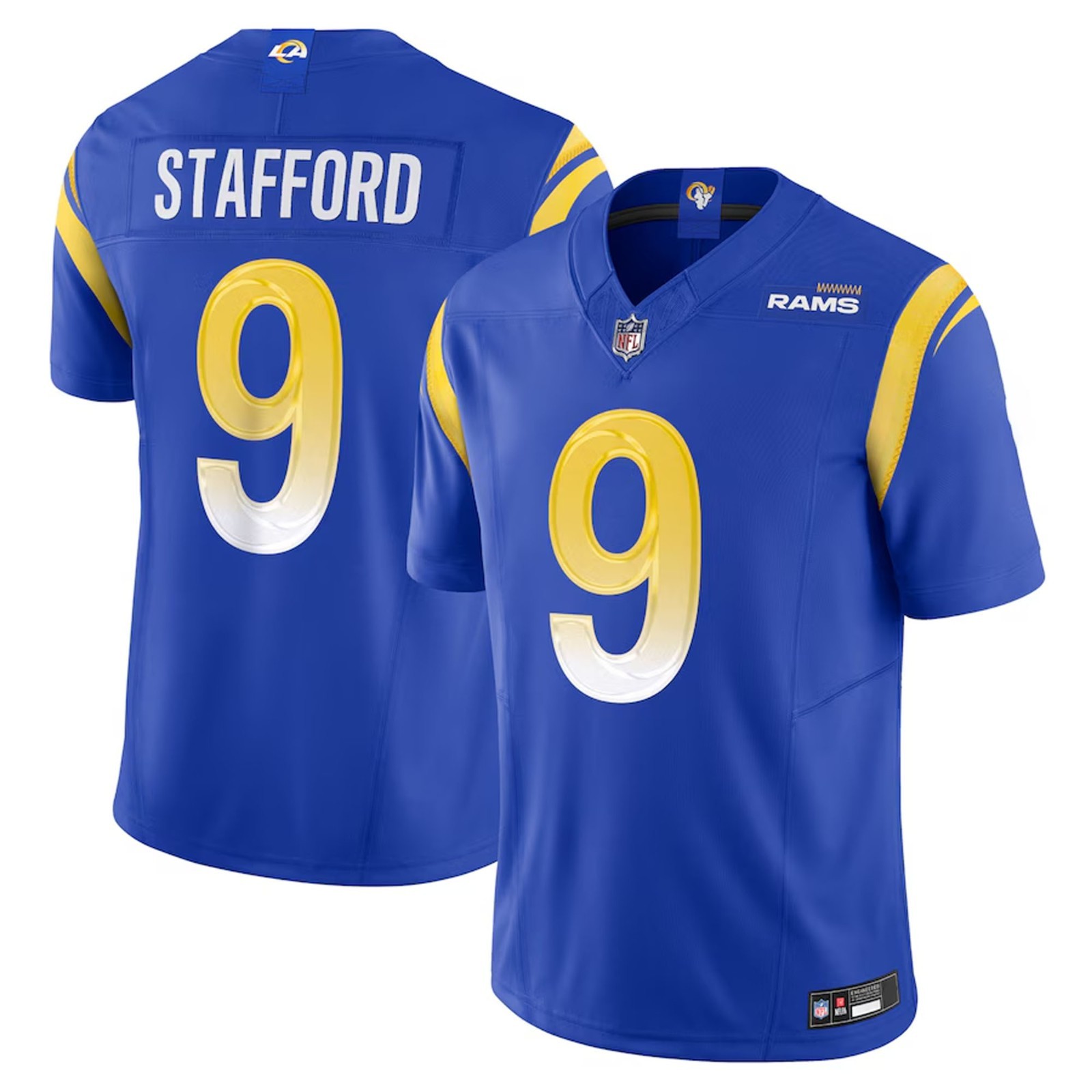 New Rams Men\'s #9 Matthew Stafford Limited Game Player All Stitched Jersey All