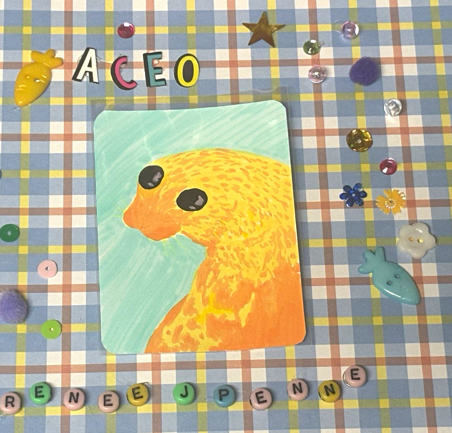 Original ACEO Hand-Drawn Seal Animal Art Card Illustration by ReneeJPenne Original ACEO Hand-Drawn Seal Animal Art Card Illustration by ReneeJPenne
