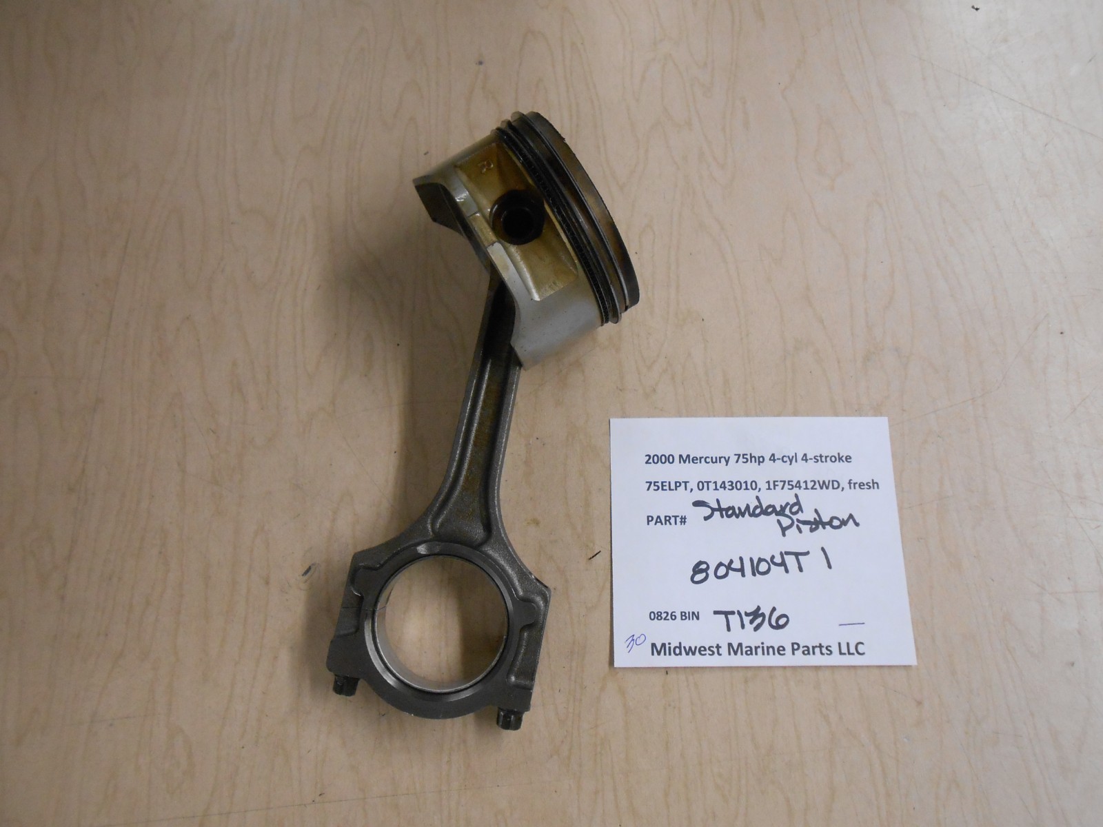 804104T 1 Mercury 2000 75hp 75ELPT Outboard standard piston assembly T136