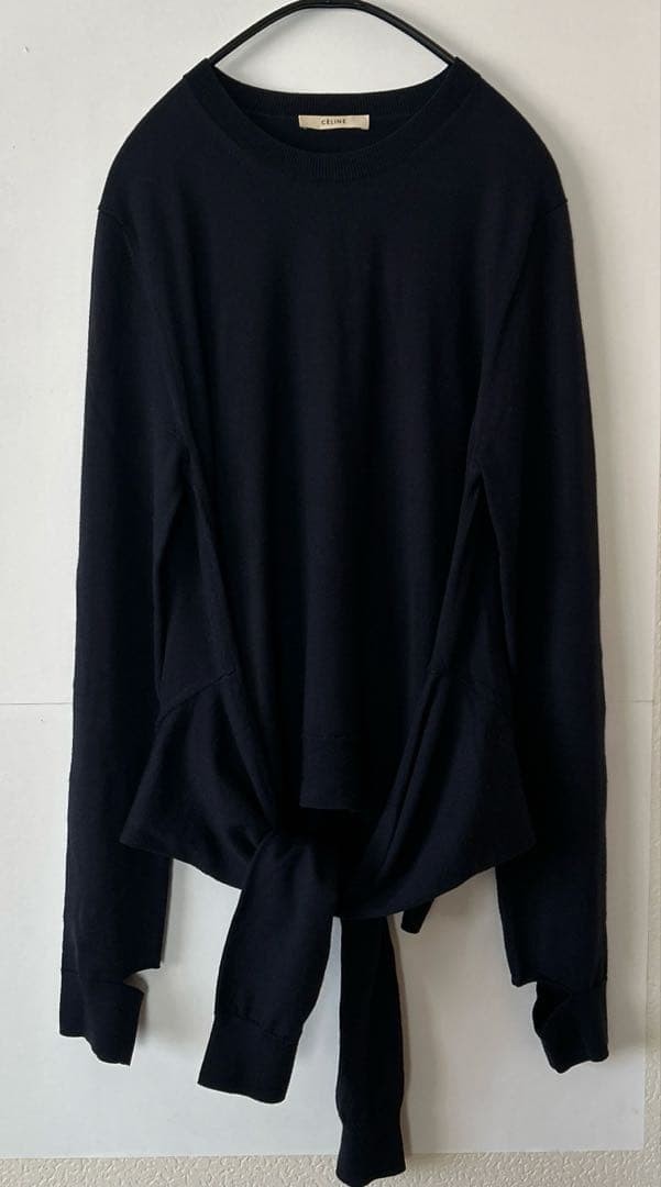 CELINE Phoebe Philo Deconstructed Knit Sweater Navy Size L Layered