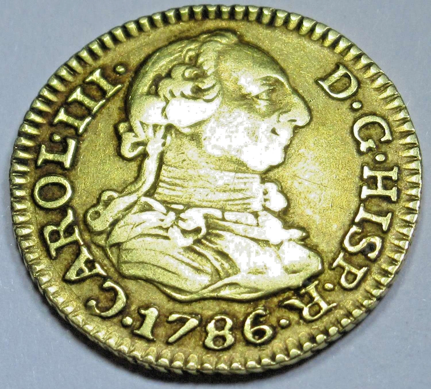 1786 Spanish Gold 1/2 Escudo Genuine Antique 1700s Pirate Treasure Doubloon Coin