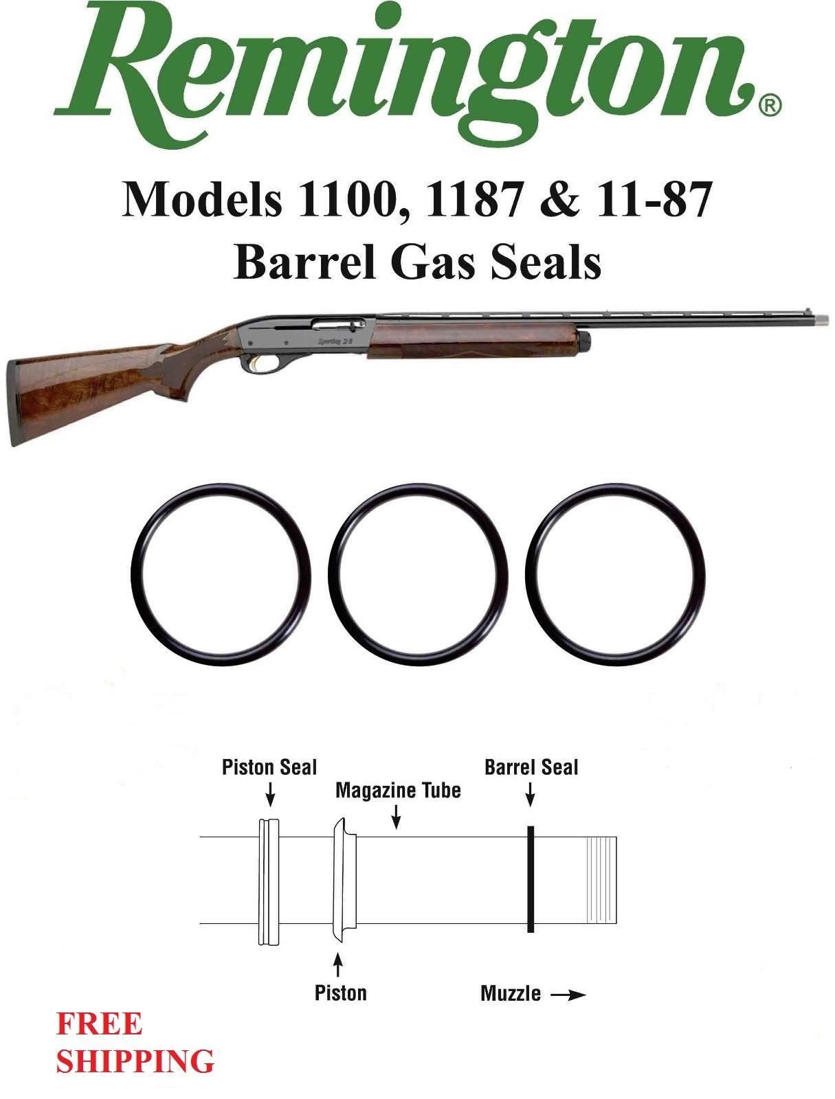 (6 Pack) Remington 12 Gauge Graphite Barrel Gas Seal O-Ring 1100 1187 11-87 