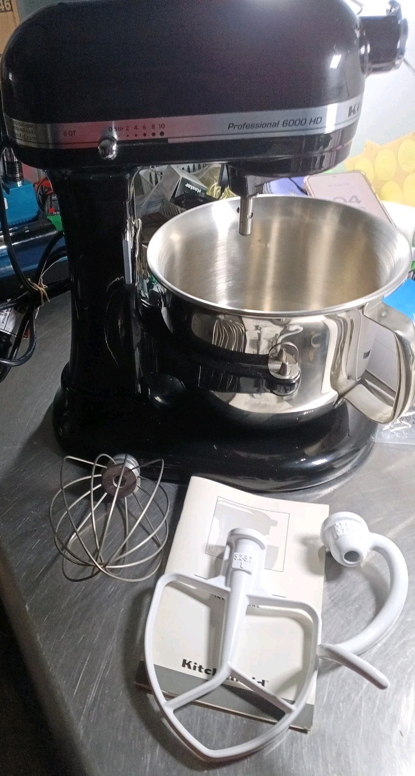 KitchenAid Pro 6000 HD 6 QT 1.0 HP BOWL LIFT STAND MIXER Black EUC SEE PICTURES 