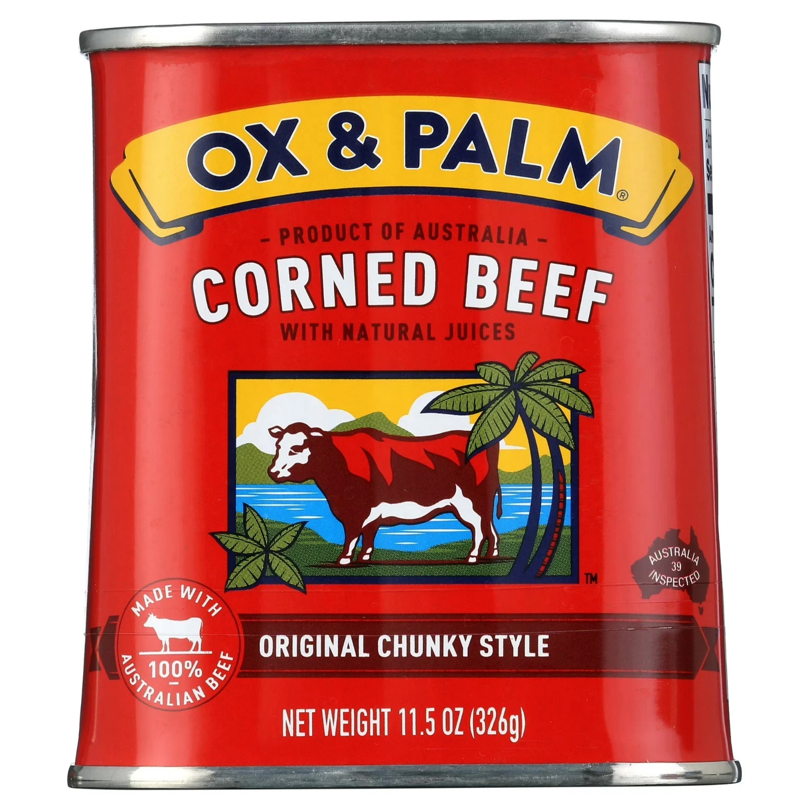 Ox & Palm Corned Beef original chunky Style in Tapered Can 11.5 oz can....