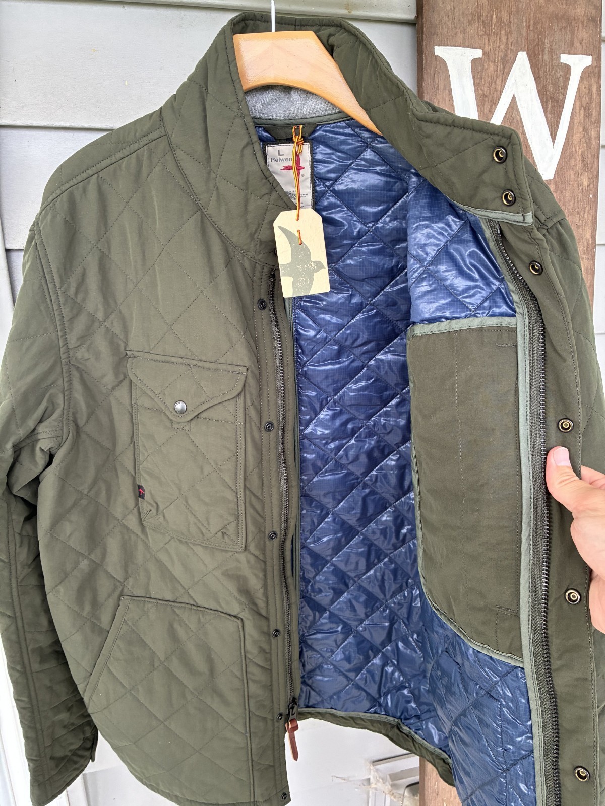 Relwen Jacket Men Large Quilted Insulated Tanker Olive Green Huckberry New NWT