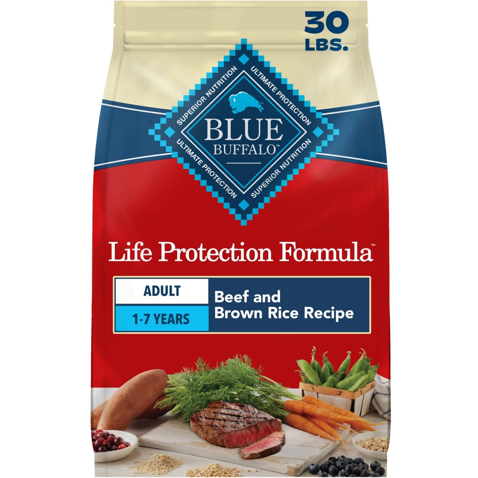 Premium Beef Dry Dog Food for Adults, 30 lb - Life Protection Formula, Healthy N Premium Beef Dry Dog Food for Adults, 30 lb - Life Protection Formula, Healthy N