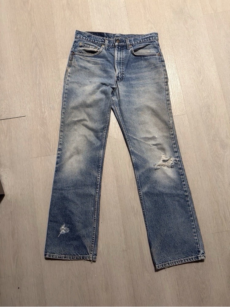 Levi’s 517 Men’s Blue Distressed Bootcut Jeans Denim Cotton 30x32
