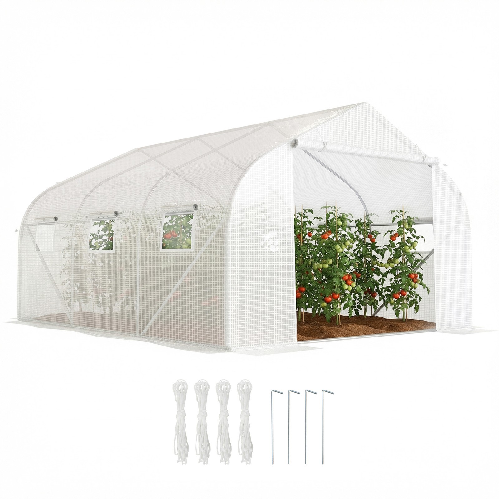 12\' x 10\' x 7\' Greenhouse Large Portable Walk-in Hot Green House White