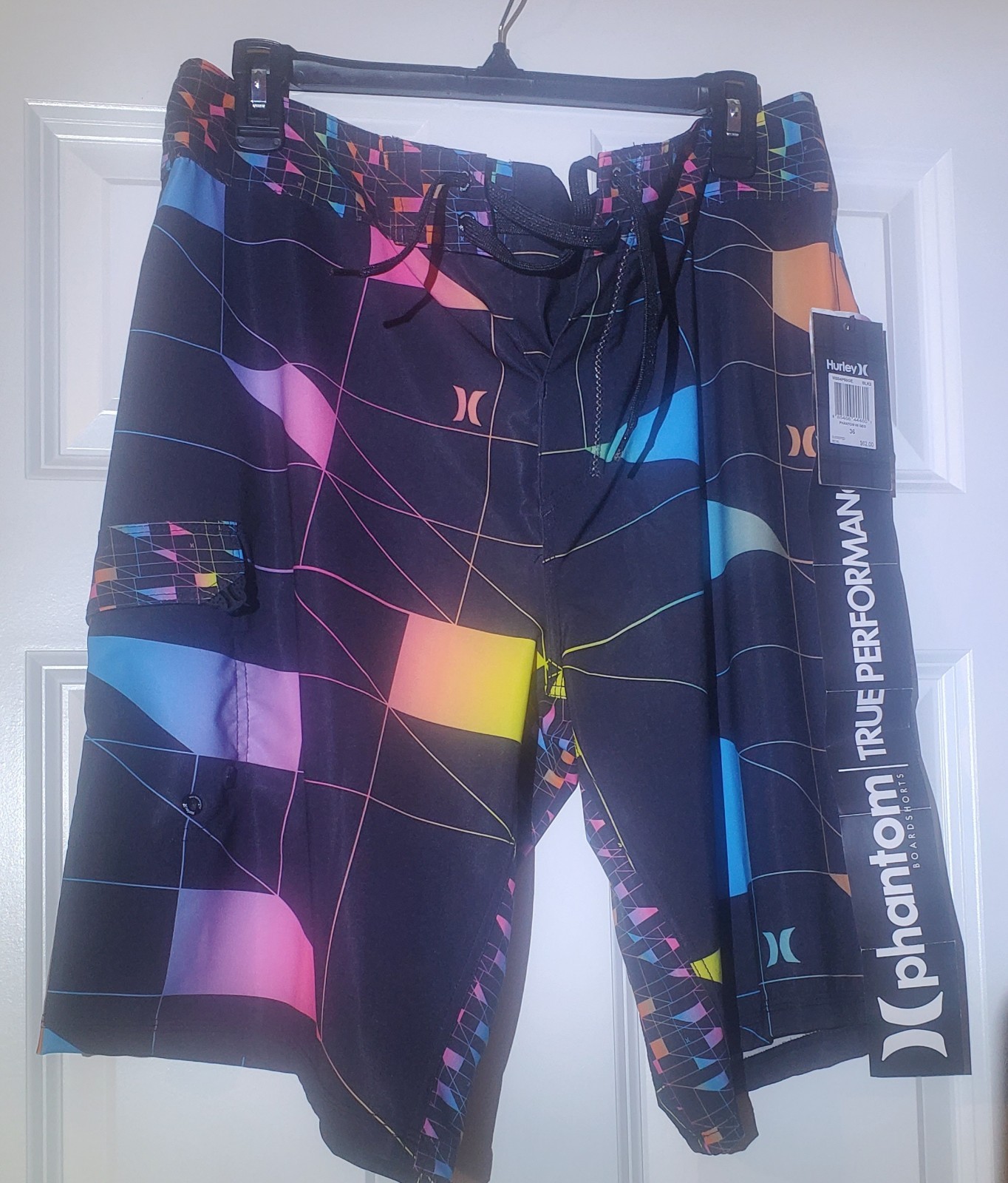 New Hurley Men\'s Sz 36 Multicolor Abstract Geo Phantom Stretch Board Shorts