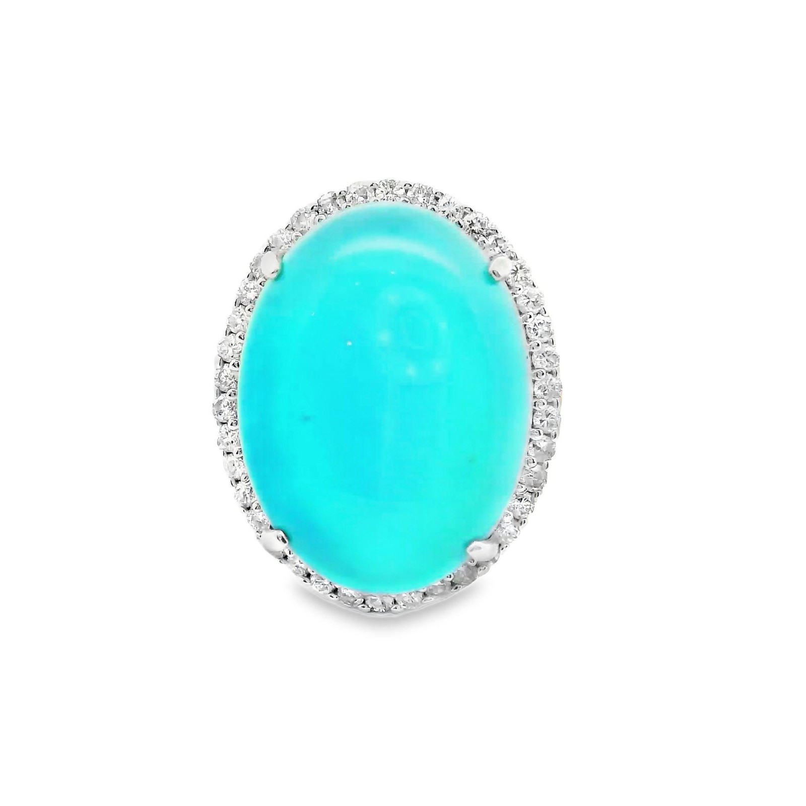 Turquoise Diamond Halo Platinum Ring
