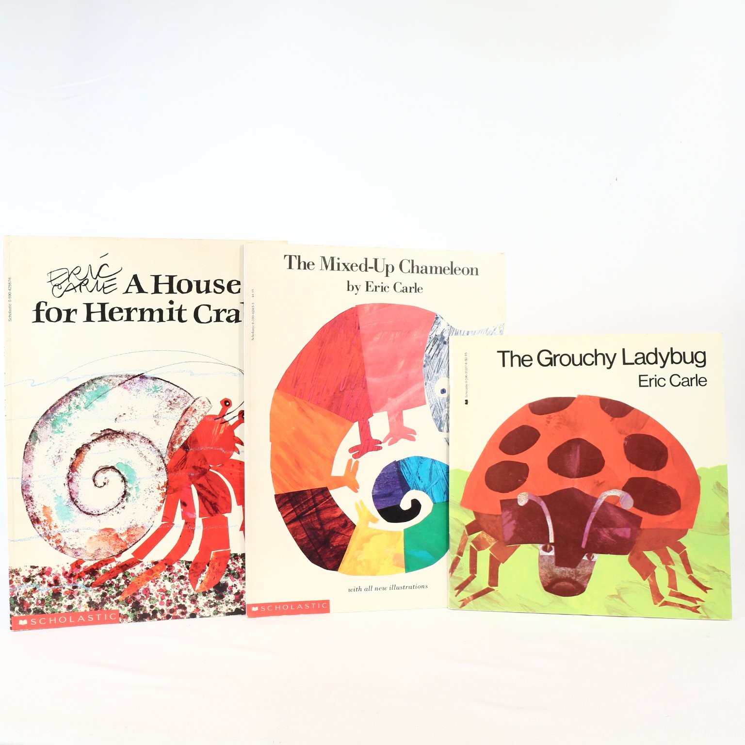 Eric Carle Children\'s Book Lot: Hermit Crab, Chameleon, Ladybug Scholastic