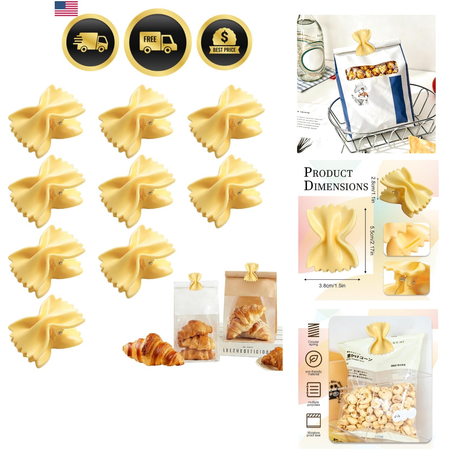 9pcs Cute Chip Clips,Bow-Shaped Snack Bag Clip 9pcs Cute Chip Clips,Bow-Shaped Snack Bag Clip