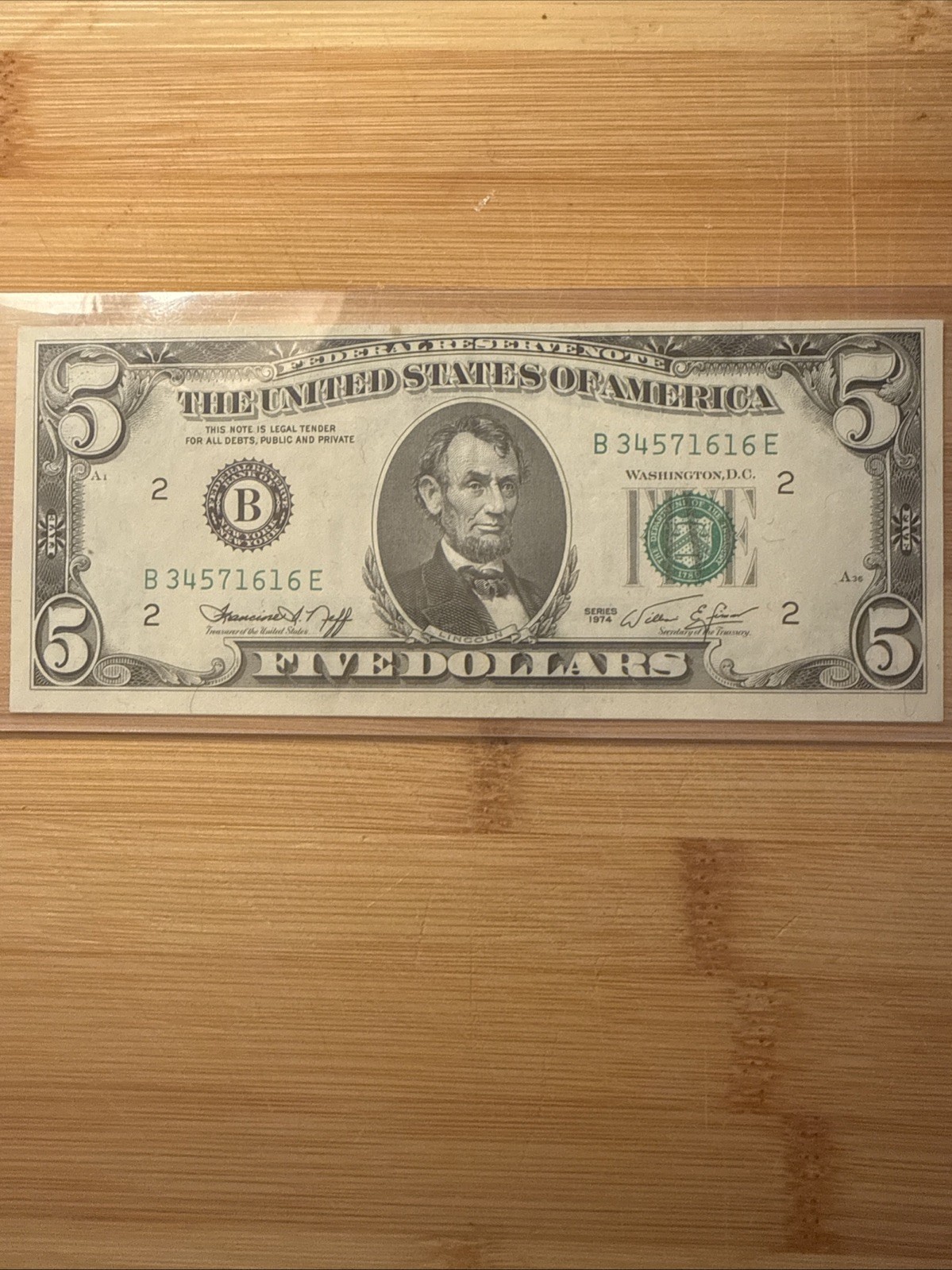 1974  $5 DOLLAR Bill Note Partial Back to Face Offset print Error Crispy🔥🔥🔥