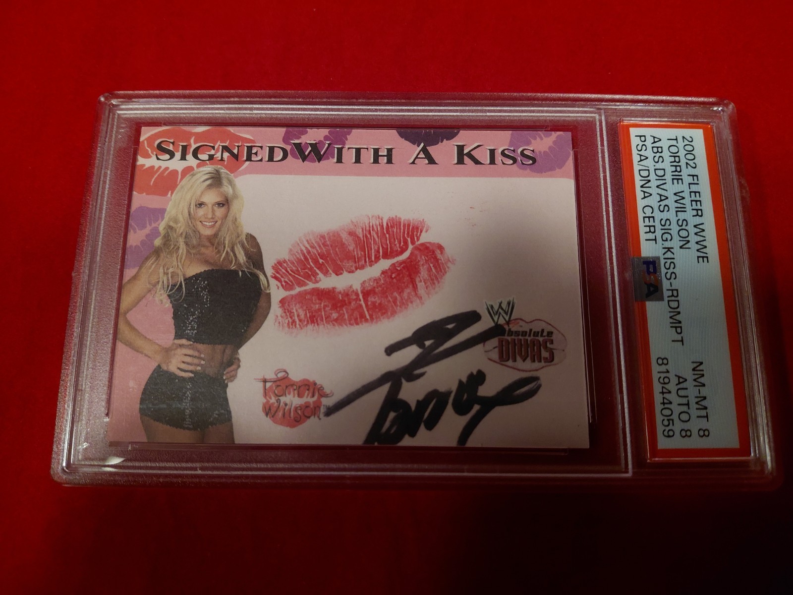 2002 Fleer WWE Absolute Divas Torrie Wilson Signed With A Kiss PSA 8-RARE 2002 Fleer WWE Absolute Divas Torrie Wilson Signed With A Kiss PSA 8-RARE