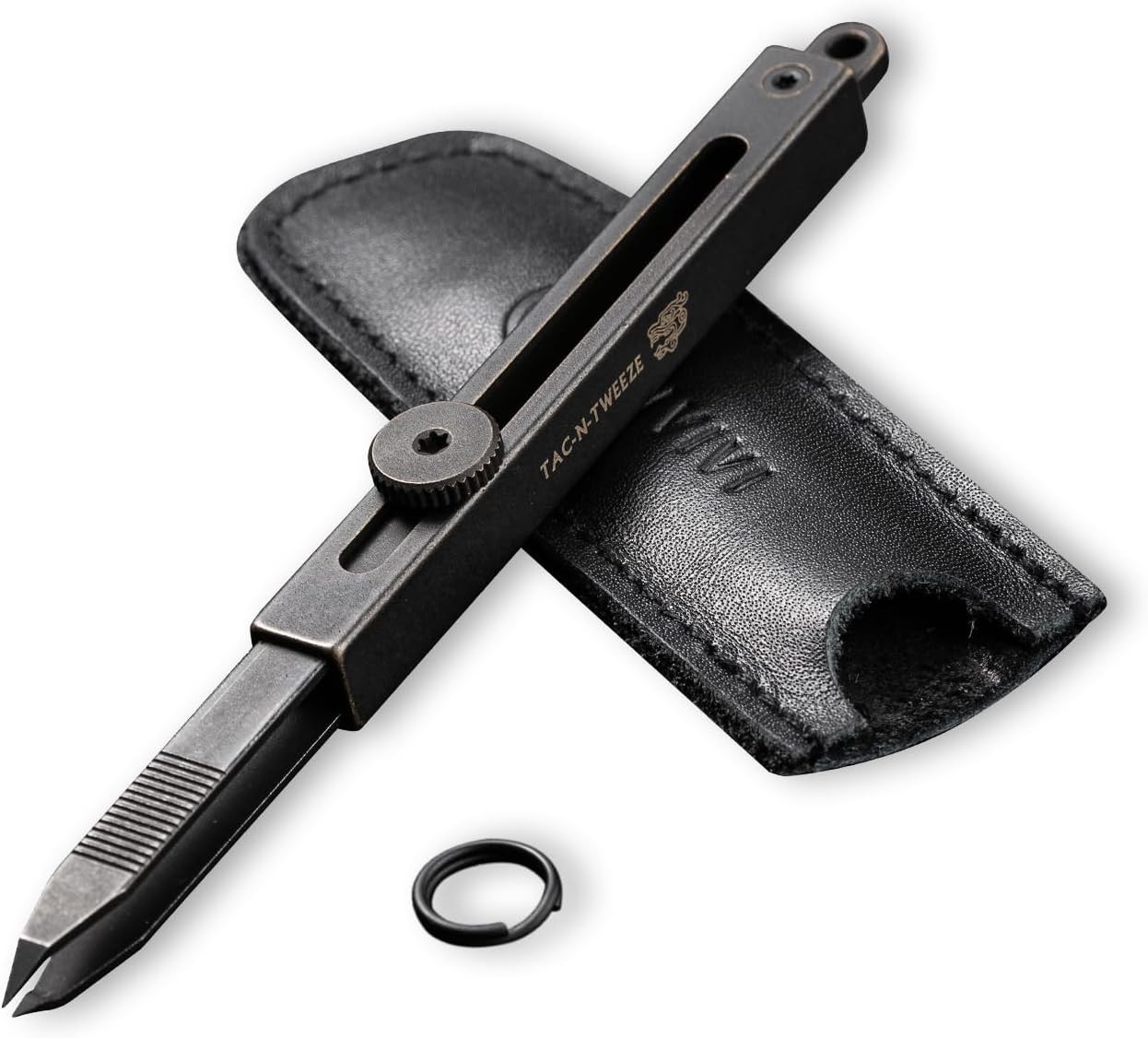 CIVIVI Precision Tweezers for Splinters, Retractable Leather Sheath EDC Keychain