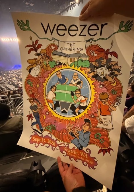 Weezer Seattle WA Sept 13 2026 Poster Reprint - The Gathering Tour Print