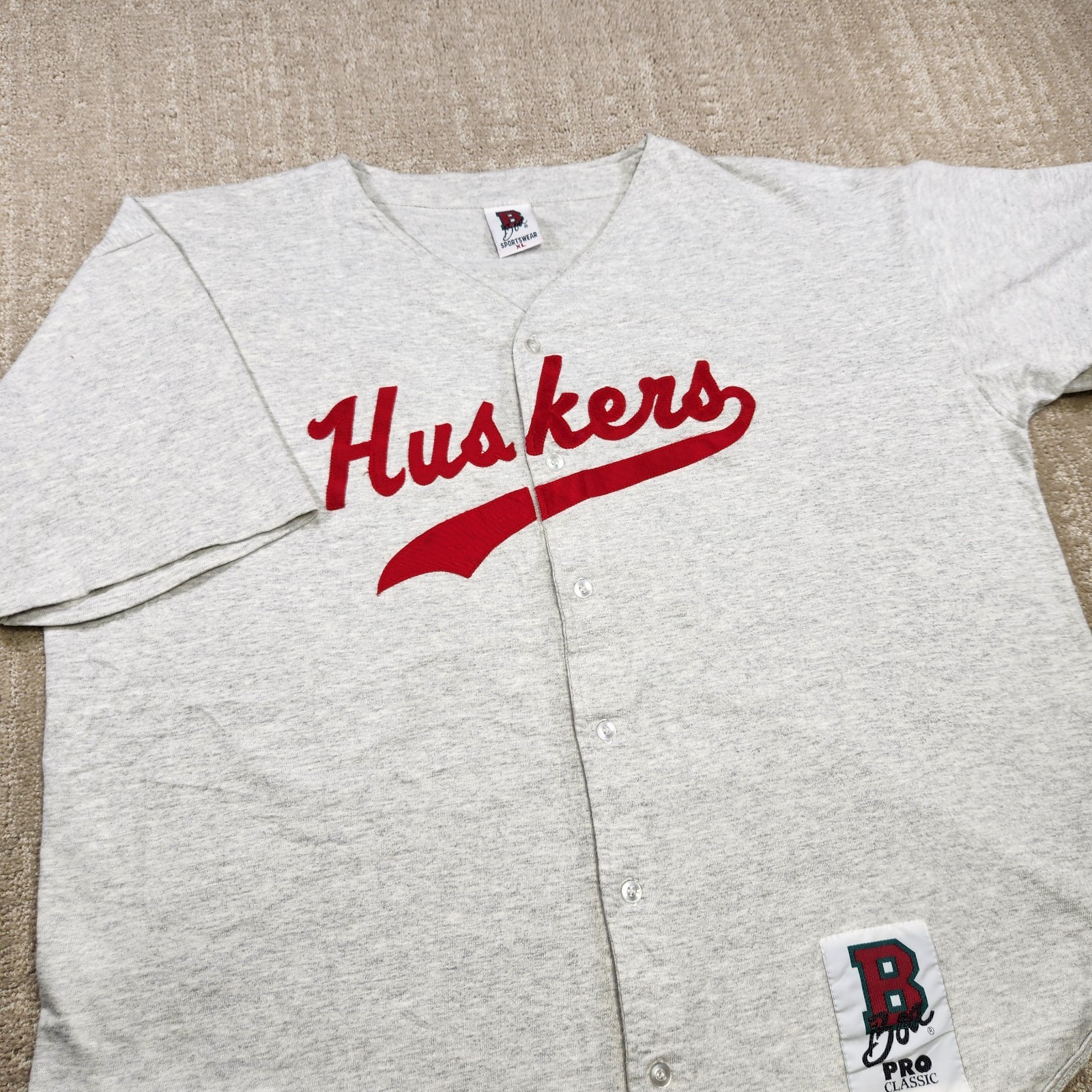 Vintage Nebraska Huskers Baseball Jersey Men XL Cotton USA Made Single Stitch Vintage Nebraska Huskers Baseball Jersey Men XL Cotton USA Made Single Stitch
