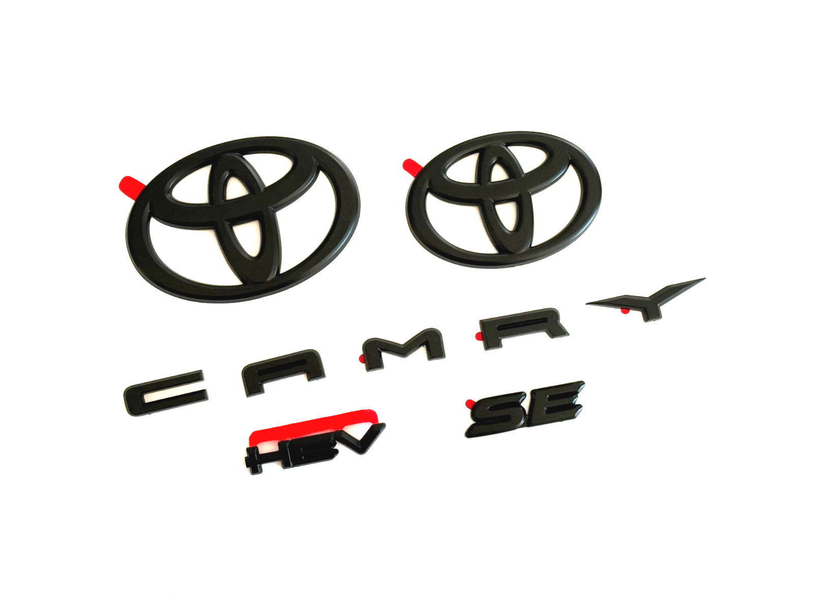 NEW TOYOTA 2025+ CAMRY HYBRID SE HEV MATTE BLACKOUT EMBLEM OVERLAYS KIT FIT OEM