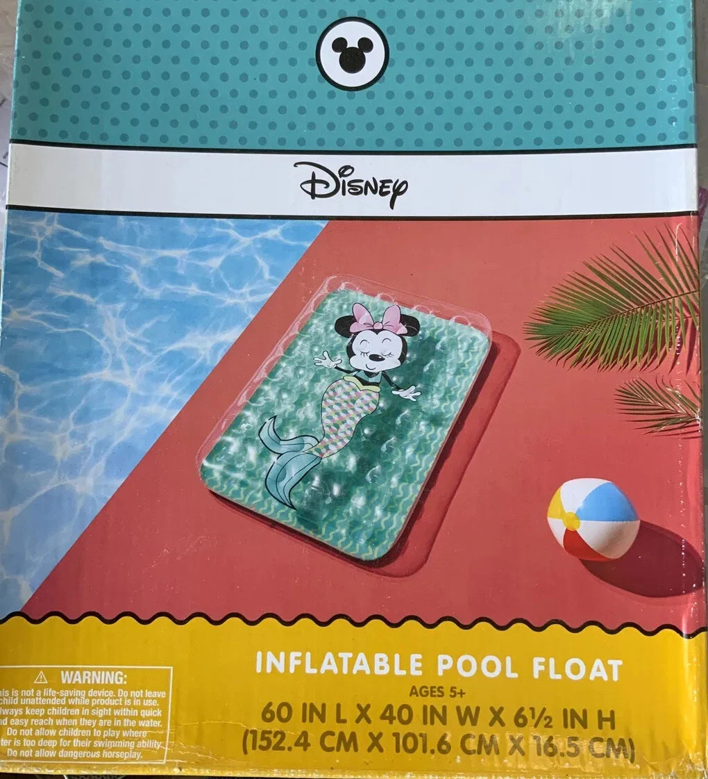 Swimways Disney Minnie Mouse Mermaid Inflatable Pool Float 60 x 40 x 6 1/2