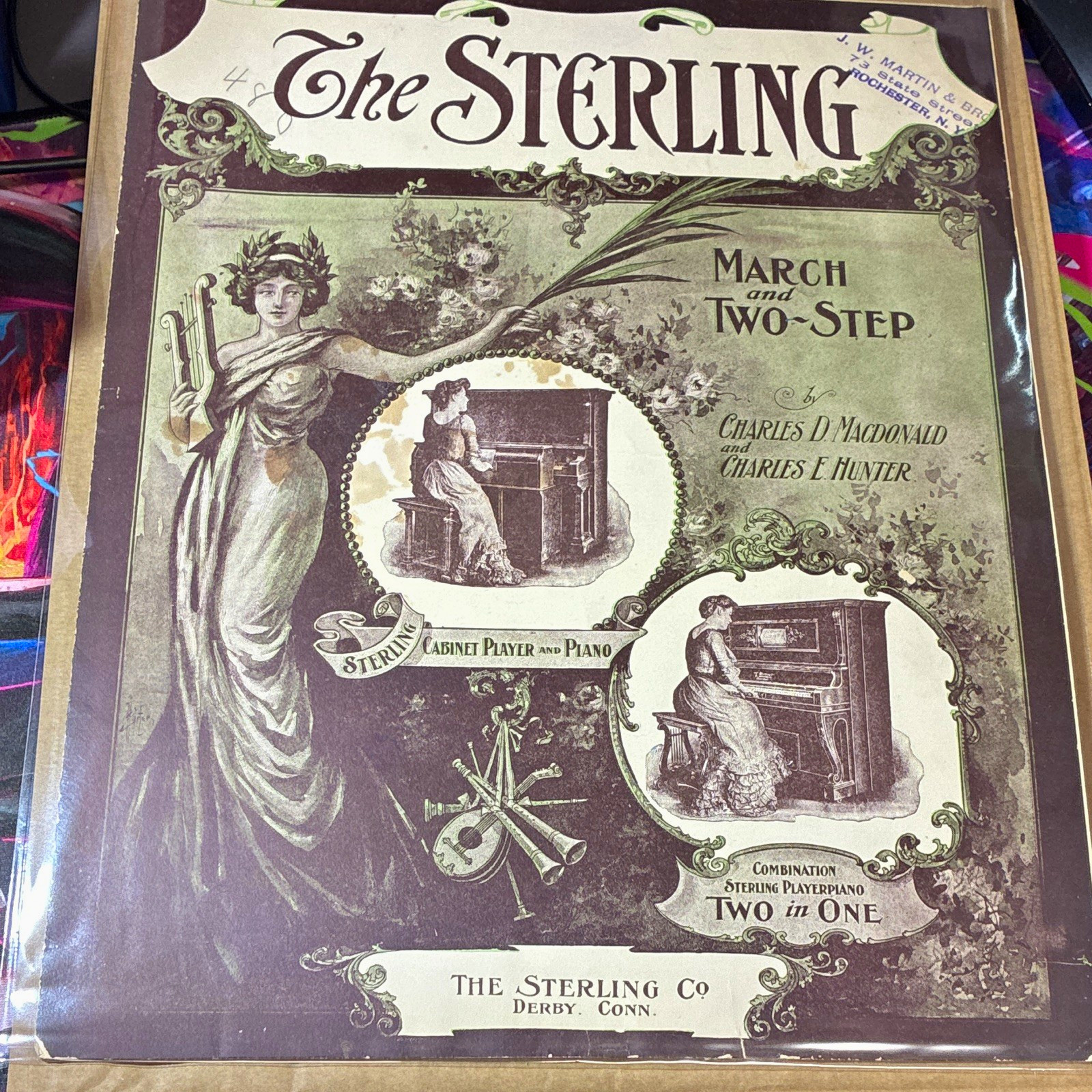 Antique Sheet Music The Sterling March Player Piano Advertising Ephemera 